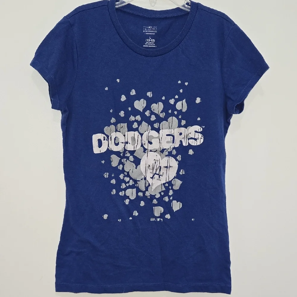 MLB LA Dodgers Graphic Blue Short Sleeve Girls T-Shirt Size L